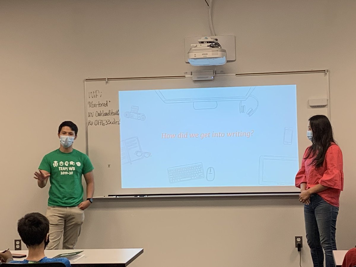 BlaineMcDowell's tweet image. Our very own @Ben_A_Lin and @hannakimwrites  presented To middle school and high school students attending the Oakland Youth Innovation Lab at Walled Lake Northern through Oakland Schools. They shared their journeys of becoming authors! The kids loved it! ❤️ #onlywb #oyil