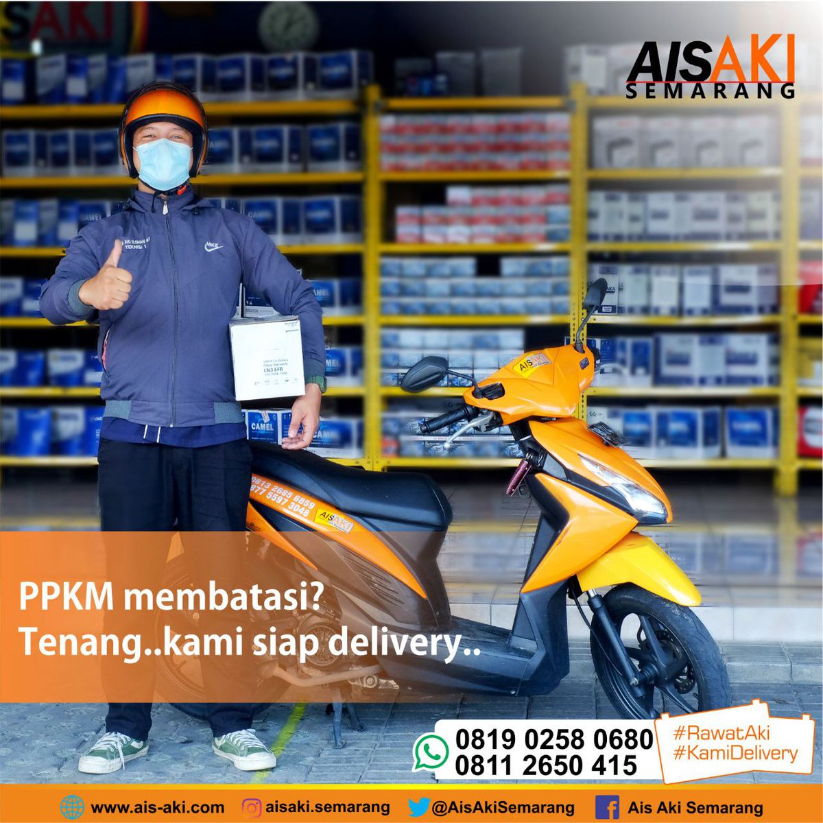 AisAkiSemarang's tweet photo. Dimasa PPKM kita diminta untuk tetap dirumah, segala aktifitas harus dikerjakan dirumah, mulai dari sekolah, kuliah, hingga bekerja. 

Jika kebutuhan urgent adalah Aki, kami menyediakan layanan #KamiDelivery, sehingga Bapak/Ibu/Saudara tidak perlu keluar rumah https://t.co/YJ3y6zFgFM