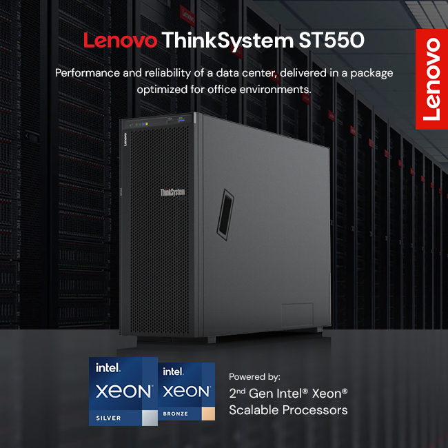 LeaderComputers's tweet image. Lenovo ThinkSystem ST550 Tower Server provides the performance &amp;amp; reliability you expect from the data center, delivered in a package optimized for office environments

👉ow.ly/cE5p50FyyLM

#TowerServer #ThinkSystem #LenovoST550 #LenovoServer #IntelXeonInside #IT @Lenovo