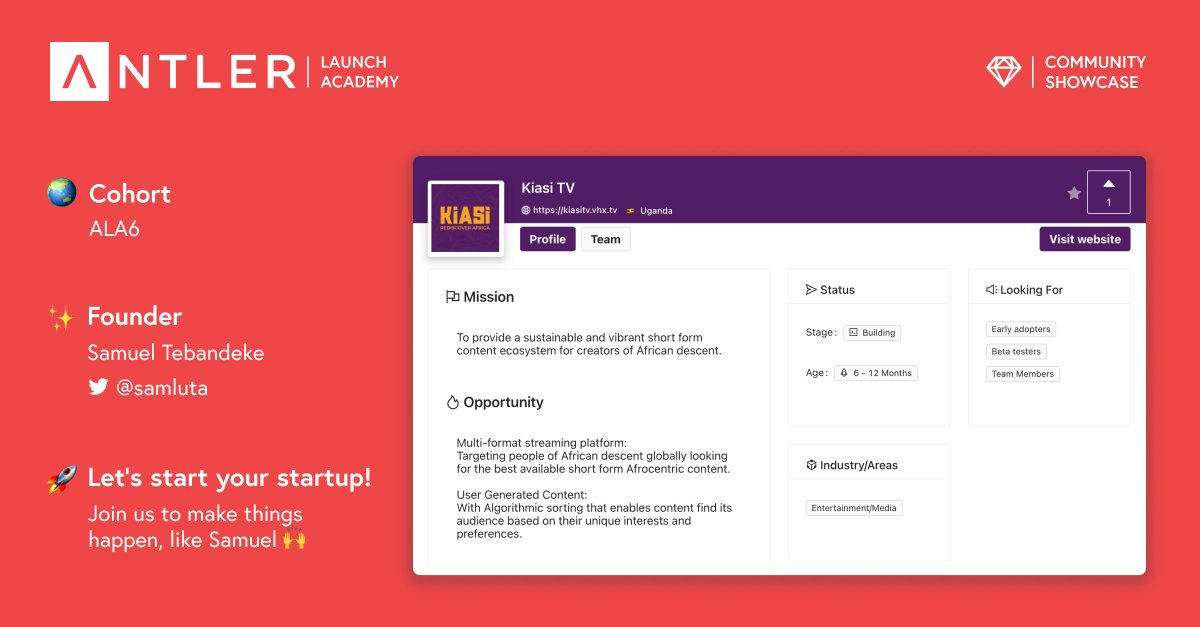 AntlerEducation's tweet photo. 🙌🏾 @samluta is a filmmaker &amp; content creator. 
Now, he's on a mission to build a content ecosystem for African descent creators. 

Solution? 
An interactive platform hosting Afrocentric video and audio content.

Any testers/Product Managers interested?
👉🏾 https://t.co/SGWQ9GYrzj https://t.co/T2F16oyZ7m