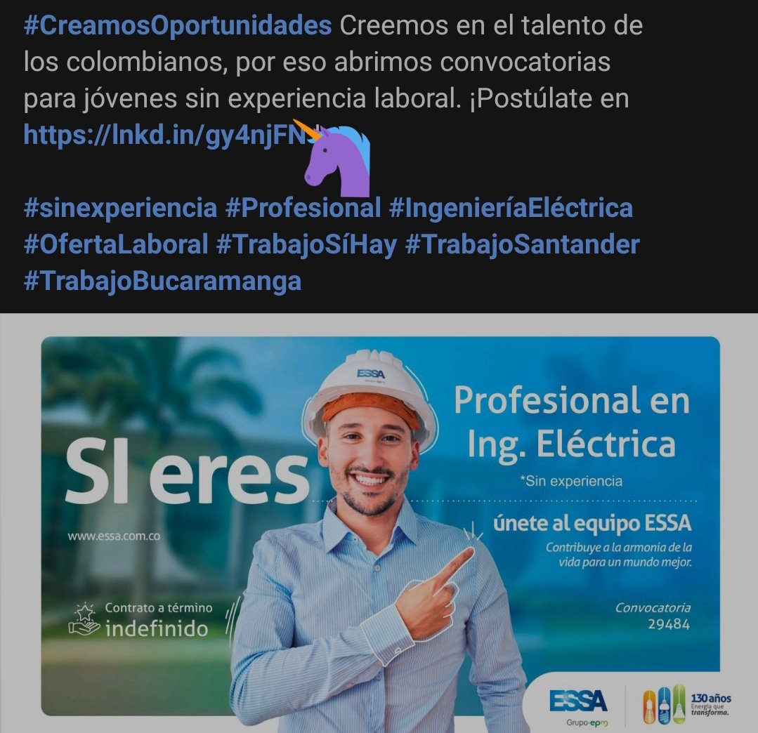 Mengaana's tweet image. essa.com.co/site/ofertas-d…
#Reciénegresados 🐣