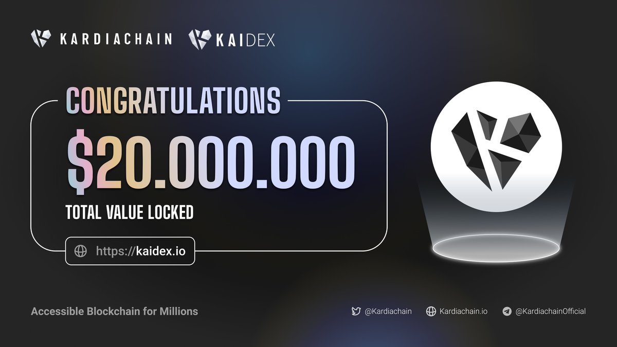 KaiDotNow's tweet photo. 5-week launch, 20M+ Total Value Lock!
Thank you all for supporting KAIDEX <3
Trade here: https://t.co/qfR8gsIMT6 and stay tuned for the upcoming event.
Join Summer Defi: https://t.co/zXRqy0MXt5
#KAIDEX #defi #summerdefi #NFT #farming #yieldfarm #pool #tvl #dex #dualnode #bsc https://t.co/vUGlswb0v4
