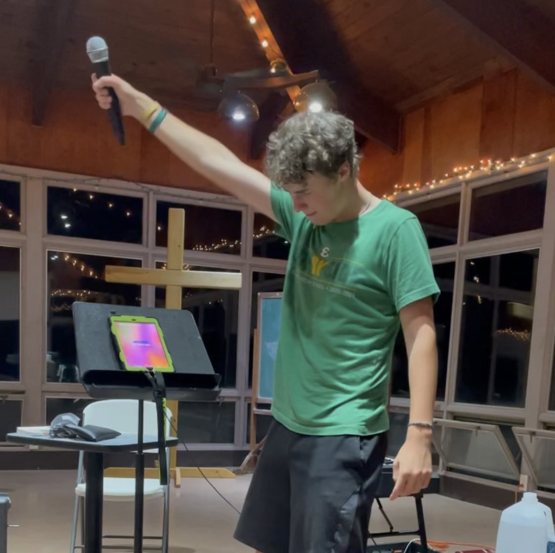 EdwardChoir's tweet photo. One more karaoke pic plus a successful campfire to end the day. Day 2 in the books, we perform for parents in the chapel Wednesday at 5pm (then home to sleep in our own beds!!) https://t.co/iGMobwEY07