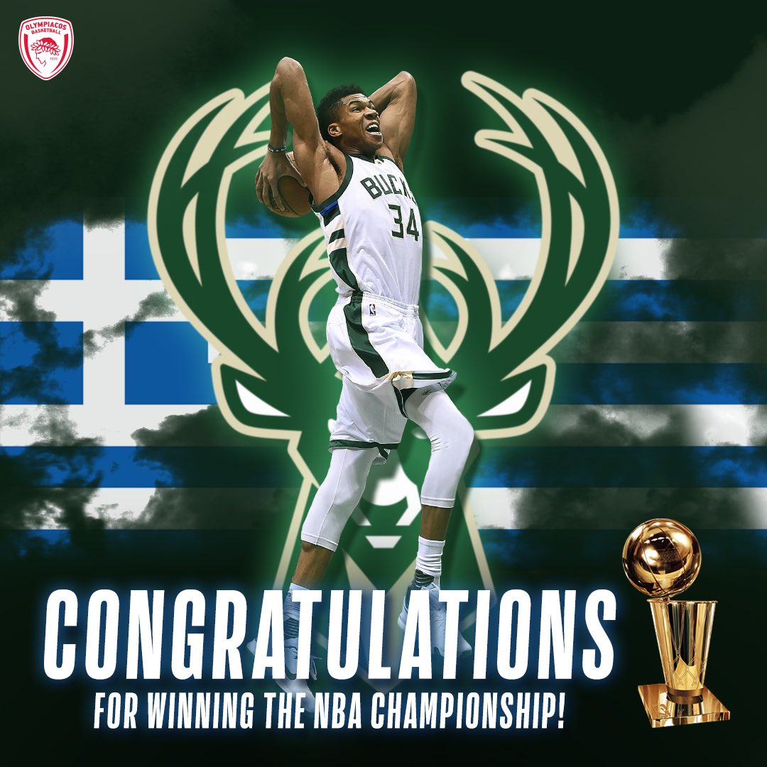 olympiacosbc's tweet photo. 🏆🥇💍Μόνο περηφάνια για τους @Giannis_An34 και @Thanasis_ante43  ,που κατέκτησαν το πρώτο τους δαχτυλίδι στο ΝΒΑ! Πολλά συγχαρητήρια! 👏🏾💪🏾🙏🏾We are extremely proud of Giannis and Thanasis Antetokounmpo, for winning their first NBA ring!Big Congrats! @Bucks https://t.co/qvZ9gRKcDg