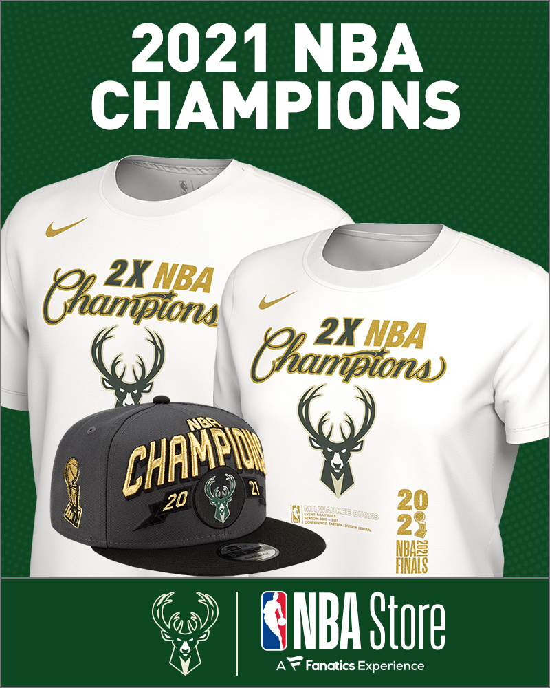 Milwaukee Bucks 2021 NBA Champions official merchandise, buy now