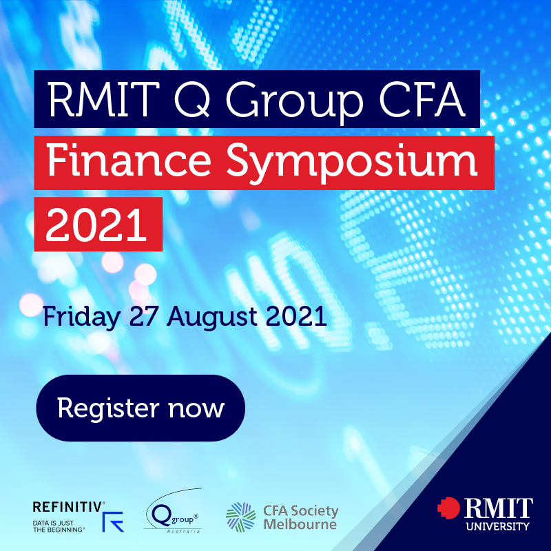 Join RMIT, Q Group &amp; CFA Society Melb to unpack the implications of COVID-19 and the way forward for financial markets &amp; the economy. Featuring finance academics <a href="/AngelZhong17/">Angel Zhong</a> &amp; others with industry leaders including @HESTASuper's @Mary_Delahunty Register: ow.ly/g49u50FAeML