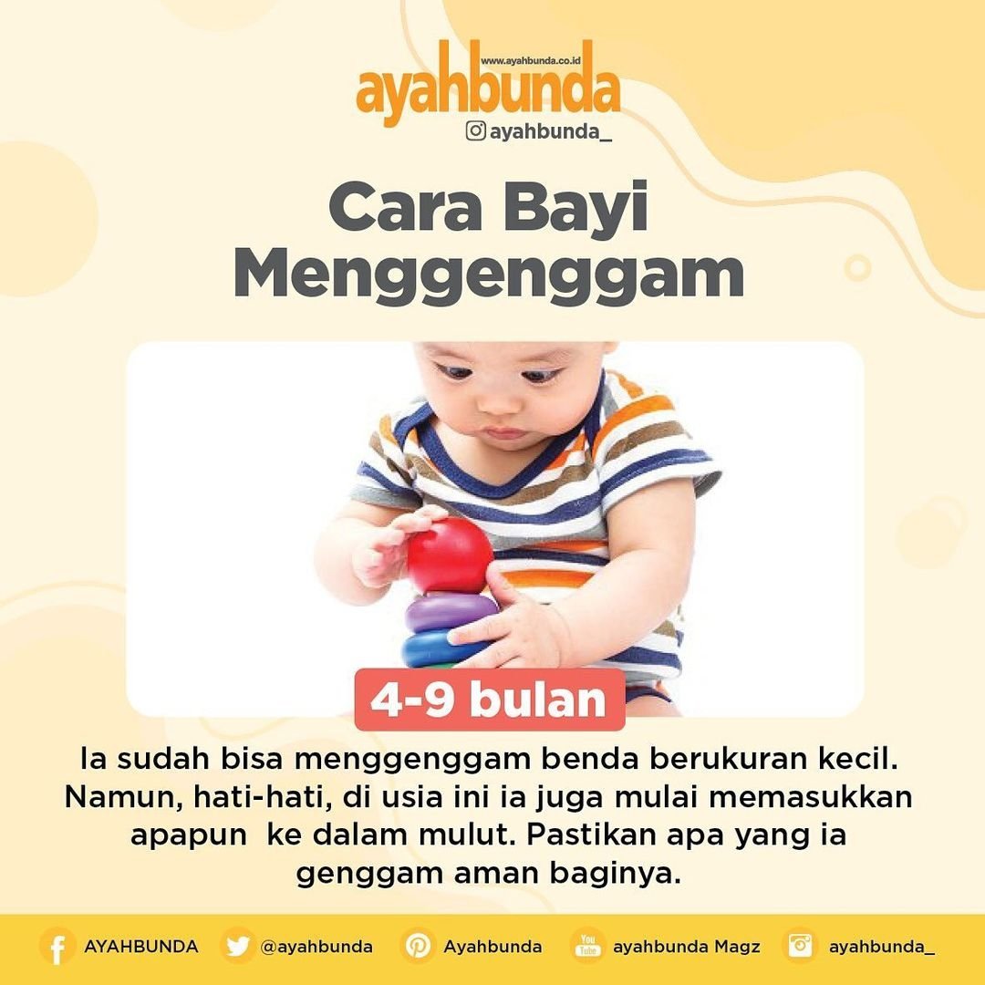Ayahbunda's tweet photo. Milestone keterampilan menggenggam pada bayi. 

Si kecil Bunda sekarang umur berapa dan di tahap yang mana? 

#milestone #ayahbunda #parenting https://t.co/luSkxrTCL7