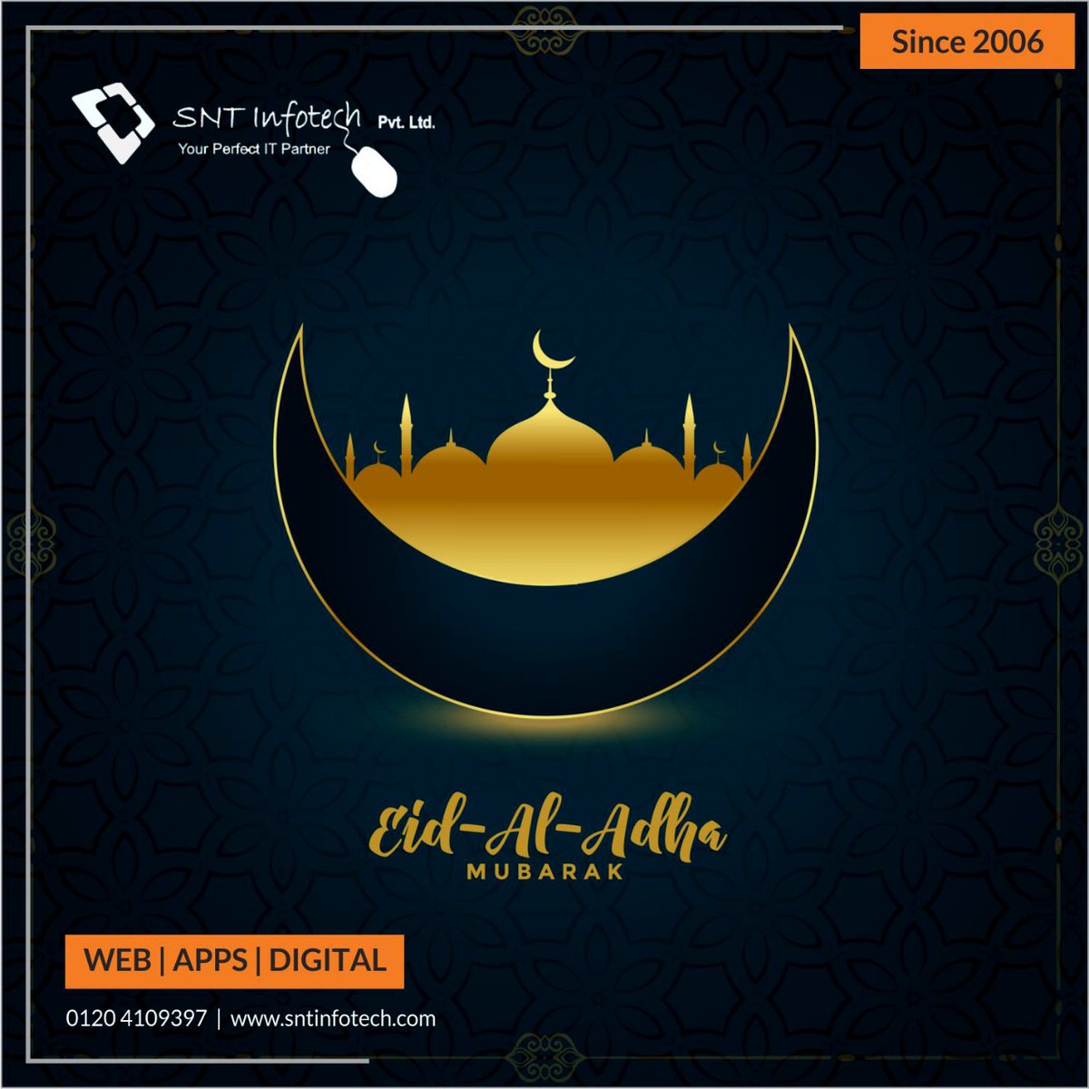 sntinfotech's tweet photo. Team SNT Wishes You All A Very Happy &amp; Peaceful Eid. Eid Al Adha Mubarak!
#eidmubarak2021 #eidaladha2021 #EidAlAdha #eidmubarak https://t.co/kfEhkwT7mU