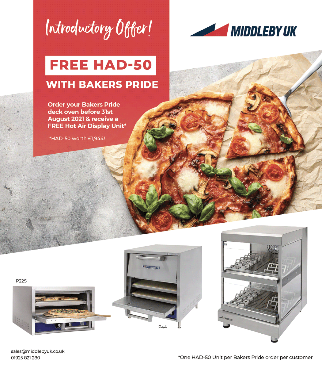 WOW! We can't believe how quickly our exclusive offer is flying out the door! Get your #BakersPride deck oven from #MiddlebyUK, quote SOCIAL MEDIA, before 31st August to receive a FREE HAD50 Unit worth £1944!

Order yours today before it's too late.

#Offer #Promotion #Freebies