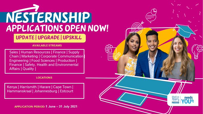 All4YOUthSSA's tweet photo. Applications to join the @NestleESAR Internship (Nesternship) programme are still open. If you haven't applied yet, do so today >> https://t.co/NJnBmA42bP
#All4YOUthSSA
#TheNesternshipWay https://t.co/njHYgQesEV