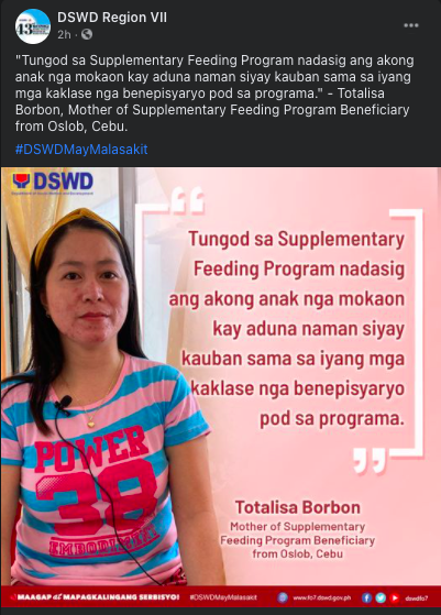 dswdserves's tweet photo. Tunghayan ang mga balita, ganap, at mga kuwento ng tagumpay ng mga programa at pasasalamat ng mga benepisyaryo ng DSWD mula sa iba't ibang panig ng Pilipinas.
Maraming salamat sa inyong lahat para sa patuloy na pagtitiwala sa DSWD.
#DSWDMayMalasakit
#DSWDSFP
#ZeroHungerPH https://t.co/RIutQSsthG