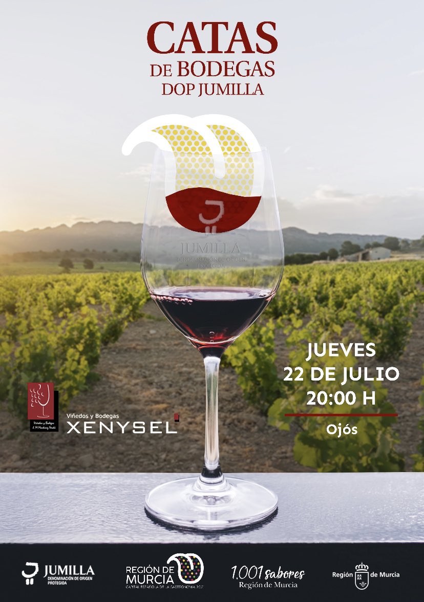 Este próximo jueves, 22 de julio, es el turno de <a href="/1BODEGASXENYSEL/">BODEGAS XENYSEL</a> 
Si quieres disfrutar de esta jornada en la que acercarte a la tradición vinícola de la DOP Jumilla, puedes apuntarte en el siguiente enlace regiondemurciacapitalgastronomia.es/es/web/evento...