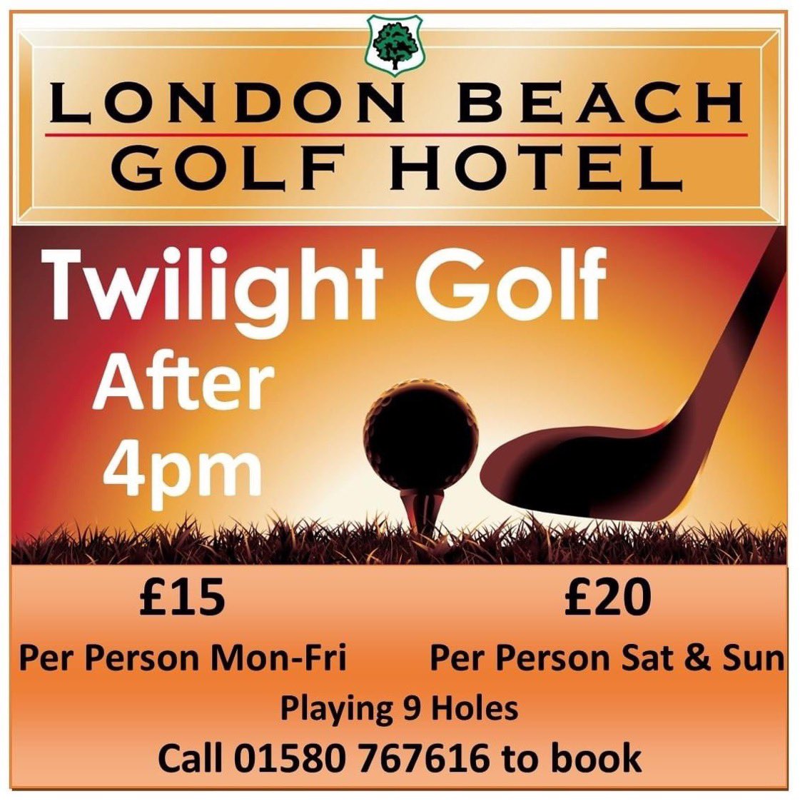 TentGolfSchool's tweet photo. The  Twilight Scrambles are BACK!! Every Day you can wind down with a round of golf! These are always a club favorite so call the Pro Shop to book your spot! 01580 767616 #twilightgolf #greenfees @londonbeachhotel #tenterden book now 👍👍😍😉 https://t.co/vKuTy3zbkk