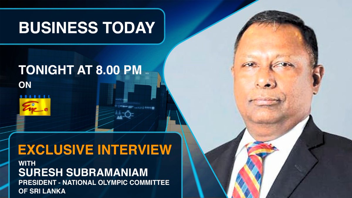 OlympicLK's tweet photo. Stay tuned to Channel Eye from 8.00 p.m. onwards tonight for an exclusive interview with Mr. Suresh Subramaniam - President of National Olympic Committee of Sri Lanka.

#nocsrilanka #TeamSriLanka #SriLankaSports #ChannelEye #Tokyo2020 #interview https://t.co/ArYoXg14CI