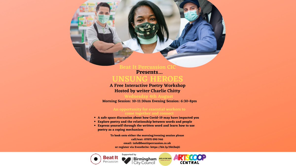Our final UNSUNG HEROES workshop hosted by writer Charlie Chitty is taking place on Wednesday 4th Aug. During the workshop you'll be able to learn how to express yourself through written word and use poetry as a coping mechanism. Book yourself a place here
buff.ly/3zhdXP5