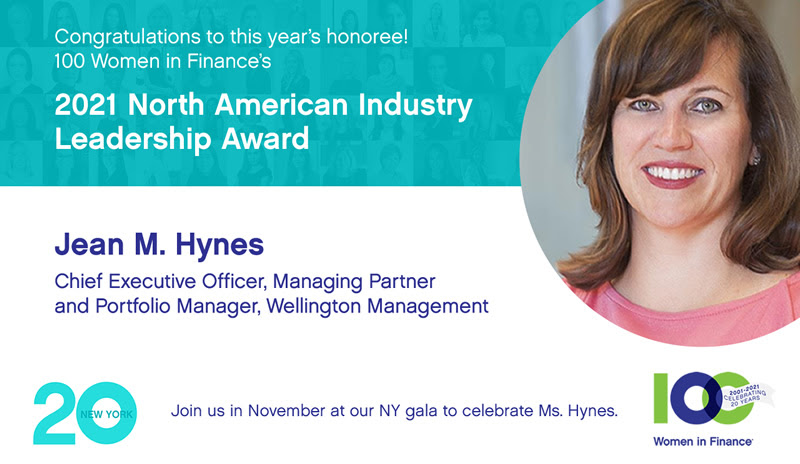100 Women in Finance (@100womenfinance) on Twitter photo Congratulations to <a href="/100WomenFinance/">100 Women in Finance</a>'s 2021 North American Industry Leadership Award honoree, Jean Hynes, Wellington Management! We look forward to celebrating Jean at our 20th Anniversary New York Gala on November 10, 2021.
bit.ly/3BxC7qL Congratulations to <a href="/100WomenFinance/">100 Women in Finance</a>'s 2021 North American Industry Leadership Award honoree, Jean Hynes, Wellington Management! We look forward to celebrating Jean at our 20th Anniversary New York Gala on November 10, 2021.
bit.ly/3BxC7qL
