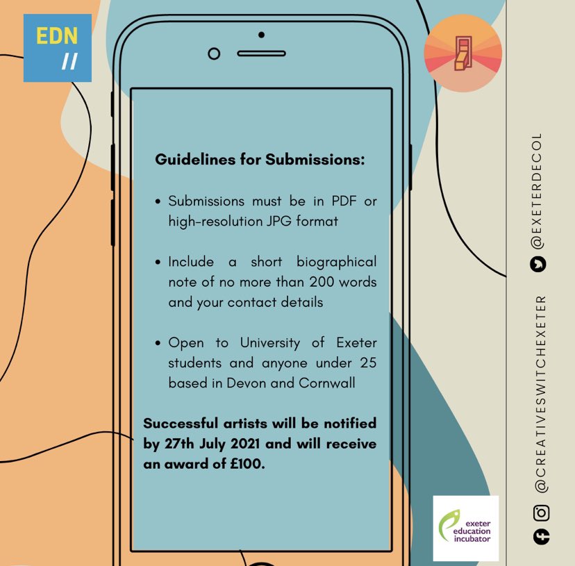 ✨ EXETER CREATIVES ✨

We’re looking to commission artwork and photography to showcase at an online exhibition. Successful artists will receive £100, and will be notified by the 27th. 

Submission guidelines below!