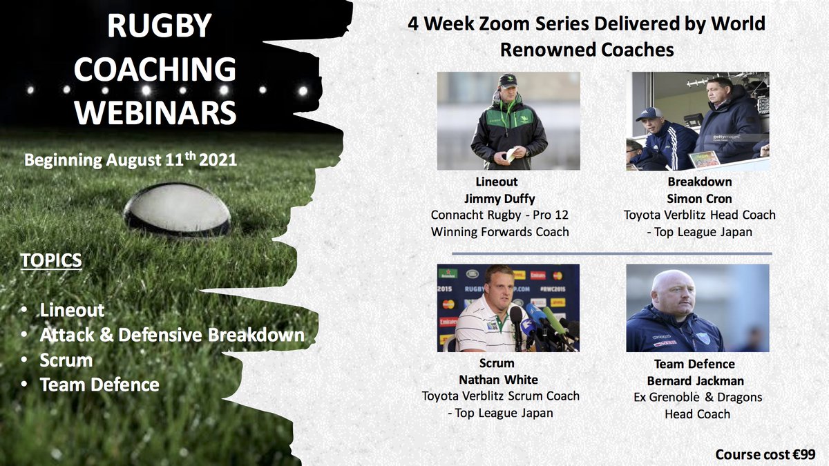 Jason Harris-Wright (@jayharriswright) on Twitter photo There has been a great response to the Rugby Coaching Webinars so far.
Spaces are limited so if you would like to secure your place please register below.
lnkd.in/egxgwP7
If you would like anymore information please get in touch at:
rugbycoachingwebinars@hotmail.com There has been a great response to the Rugby Coaching Webinars so far.
Spaces are limited so if you would like to secure your place please register below.
lnkd.in/egxgwP7
If you would like anymore information please get in touch at:
rugbycoachingwebinars@hotmail.com