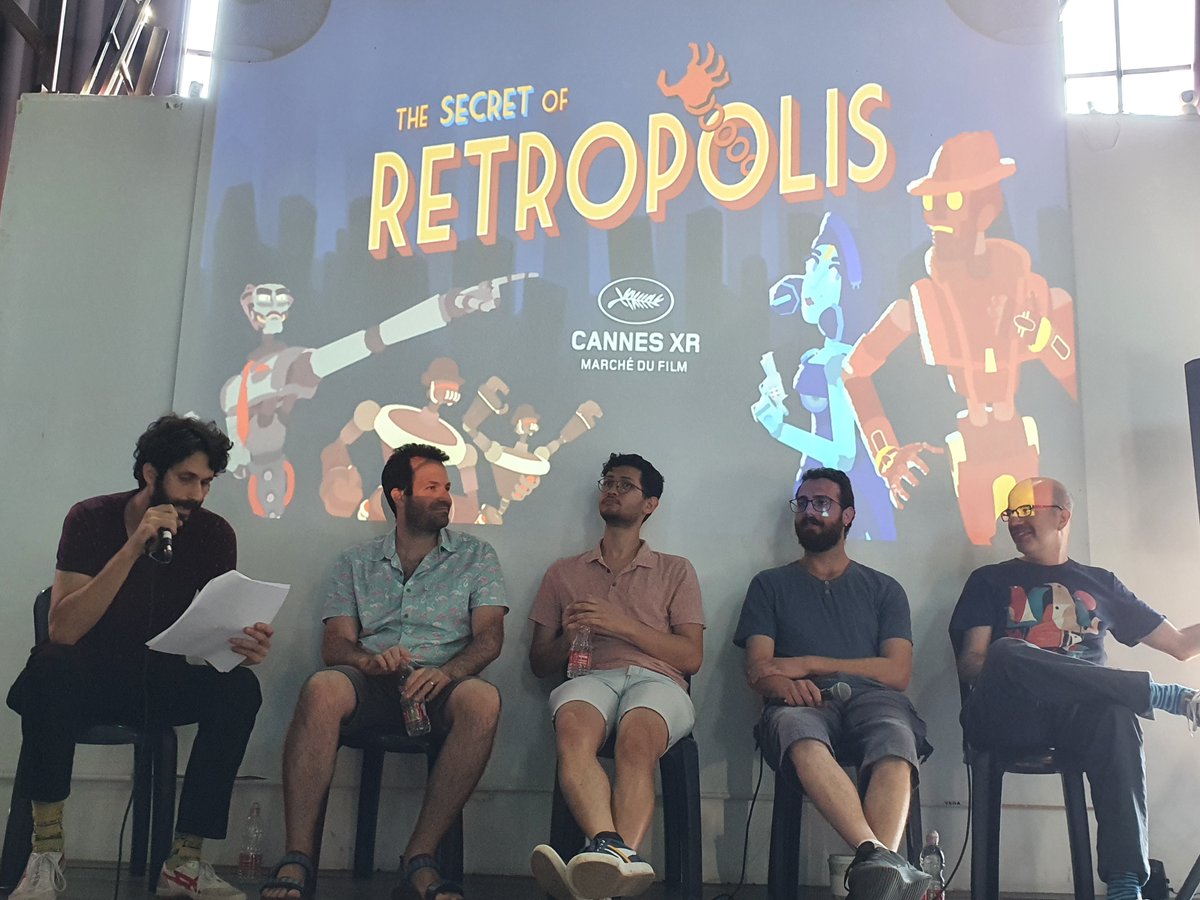 After almost 2 years, ✨#TheSecretofRetropolis✨ comes out today to a #VR headset near you!🥽
We've returned last week from showcasing it at @Festival_Cannes where the game was selected for the virtual reality category - @CannesXR. (1/4)