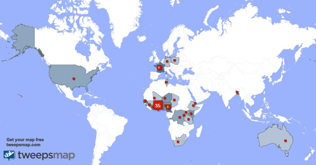 Special thank you to my 3 new followers from Togo last week. tweepsmap.com/!JveLome5