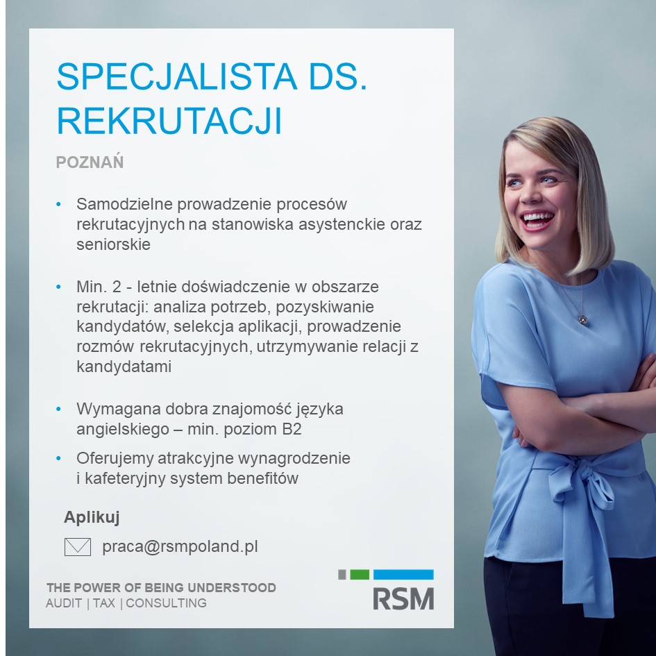 #RSMrekrutuje #PracaSzukaCzłowieka
Aplikuj ▶️ bit.ly/3Btveqq
Do naszego biura w POZNANIU poszukujemy kandydatów/ek na stanowisko Specjalisty/tki ds. rekrutacji.
Zapraszamy do kontaktu!

✉️ praca@rsmpoland.pl
📱  786 250 026 

#job #recruiting #hiring