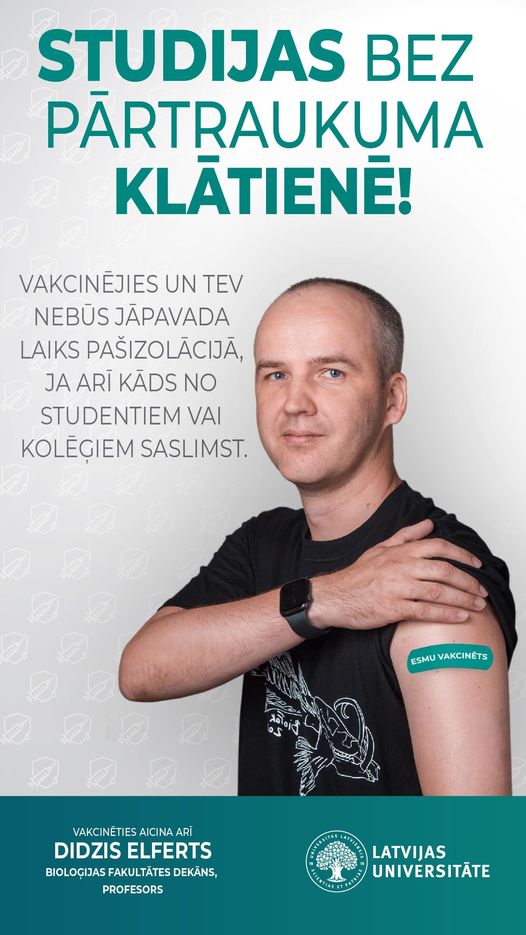 "Studijas bez pārtraukuma" - <a href="/lu_biologi/">LU Bioloģijas fakultāte</a> aicina vakcinēties!