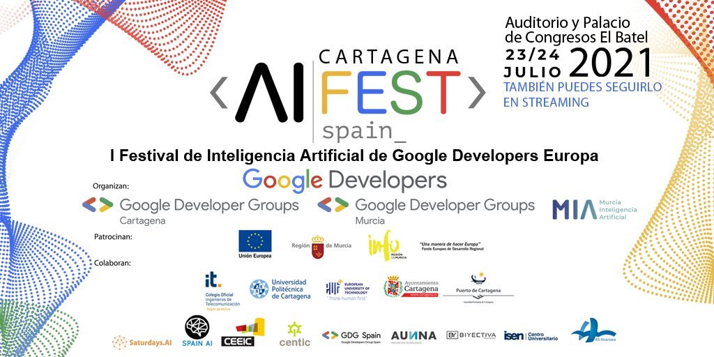 machine_ml's tweet image. RT @RedCatedrasUpct: 📌 Este fin de semana #Cartagena acoge el Primer Festival de Inteligencia Artificial de Google Developers en Europa.

Más de 40 ponentes hablarán sobre #Algoritmia, #DevOps, #MachineLearning y #DeepLearning.

🖥️ Streaming e inscri…