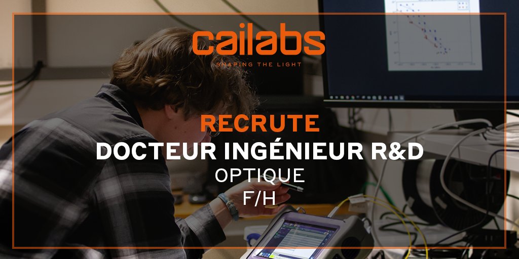 CAILabs's tweet image. [EMPLOI] Nous recherchons un.e docteur ingénieur R&amp;amp;D optique ! Si vous souhaitez en savoir plus : bit.ly/3etcCNj   #emploi #rennes #ingenieur #deeptech #innovation #job