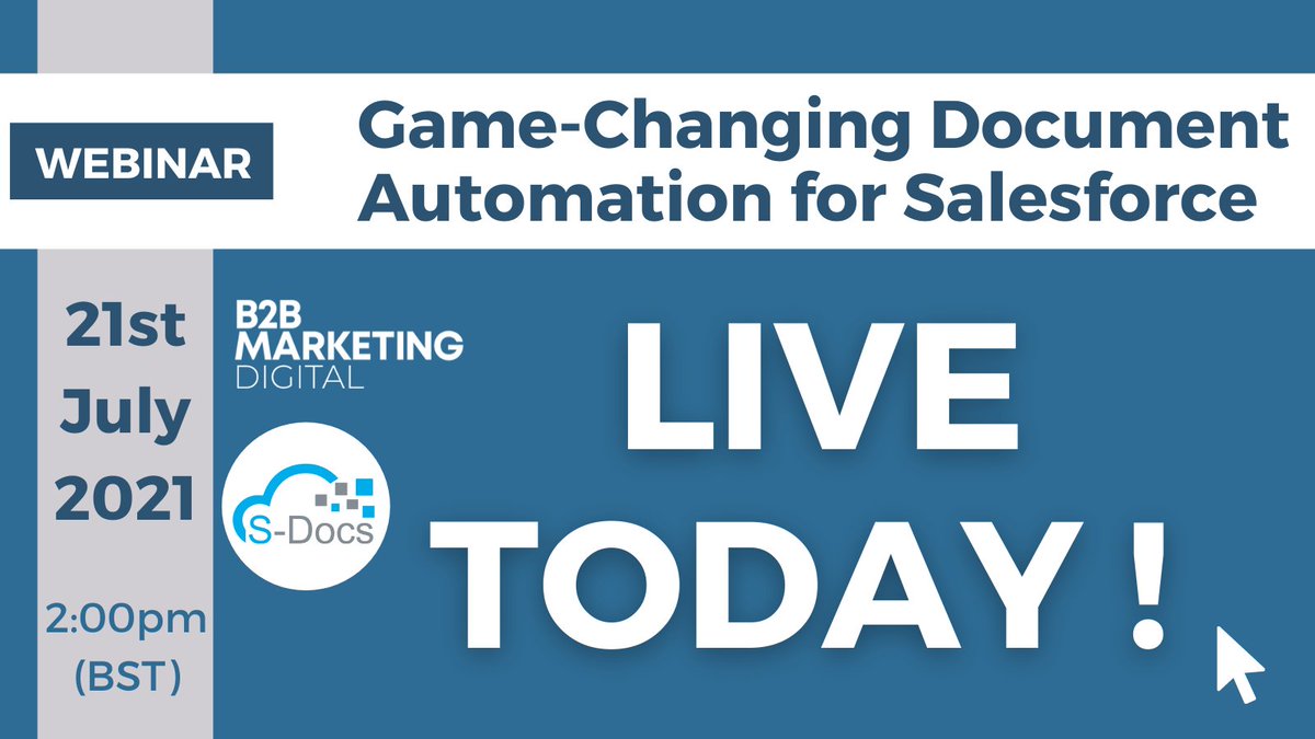 B2BMarketingEX's tweet image. It&apos;s webisode day!
S-Docs are partnering with us to bring you the free webinar: ‘Game-Changing Document Automation for Salesforce&apos; at 2pm (BST) today! hubs.la/H0SlSQL0. Grab your free place - we look forward to (virtually) meeting you!

#salesforce #salesforcelearning