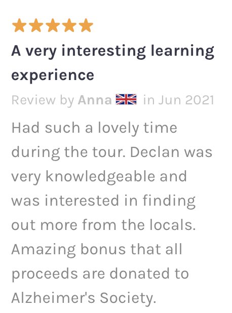 Great reviews from the 5* rated Whiteabbey Walking Tour. Book your spot and proceeds goto Alzheimers Society. Get booking! 👉🏽🎟  tinytours.com/activities/whi… <a href="/rorystoursni/">Rory O'Kane</a> <a href="/Declan1959/">declan g Boyle</a> <a href="/Tour_GuidesNI/">Tour Guides NI</a> <a href="/micnbikehike/">Belfast Mic Tours</a>