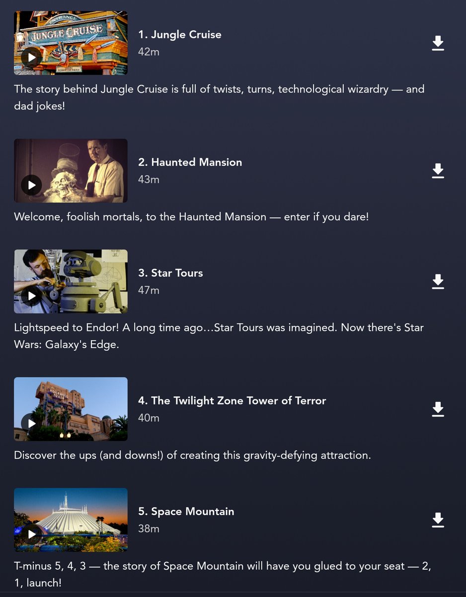 bioreconstruct's tweet image. 5 episodes available in Behind the Attractions series on Disney+