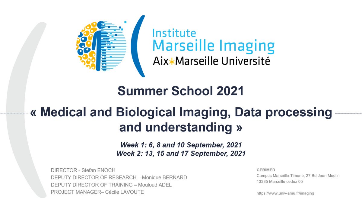 Institut Marseille Imaging (@mrs_imaging_amu) on Twitter photo SUMMER SCHOOL September 2021 🔎👁️<a href="/mrs_imaging_amu/">Institut Marseille Imaging</a> |“Medical and biomedical Imaging, Data processing and understanding”- 6 days, 6 modalities
#MRI, #XRAY, #optics #nuclearmedicine #ultrasound #artificialintelligence
ℹ️: bit.ly/3iAeMM2
Registration: bit.ly/3kTdi2D SUMMER SCHOOL September 2021 🔎👁️<a href="/mrs_imaging_amu/">Institut Marseille Imaging</a> |“Medical and biomedical Imaging, Data processing and understanding”- 6 days, 6 modalities
#MRI, #XRAY, #optics #nuclearmedicine #ultrasound #artificialintelligence
ℹ️: bit.ly/3iAeMM2
Registration: bit.ly/3kTdi2D