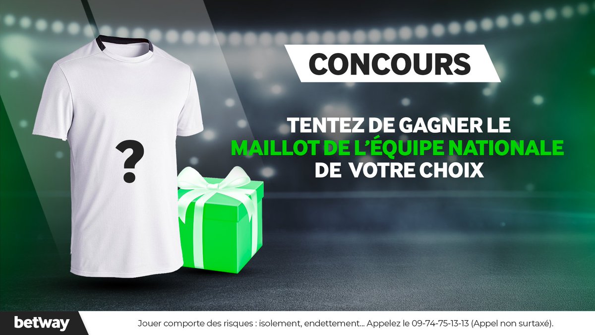 Concours 🎁
On vous régale avant le début des hostilités au #Japon 🇯🇵 
On vous fait gagner le #maillot de foot de votre équipe nationale préférée !
1️⃣ RT + Follow
2️⃣ Commente avec le #Betway et le maillot qui complétera ta collection 😉
Tirage demain à 10h 
#Concours #Bet #Tokyo