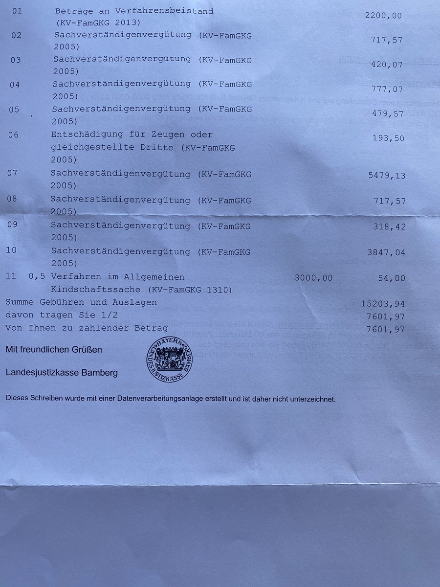 ExEuPat's tweet image. Verfahrensbeistand 2200 EUR, Gutachten ca. 13.000... und dabei gab es nicht mal eine Interaktionsbeobachtung weil „die Kinder nicht wollten“. Ich zahle die Hälfte. Großartig. Nächste Halt #OLG #Umgangsausschluss wegen #Entfremdung #FAMILENUNRECHT