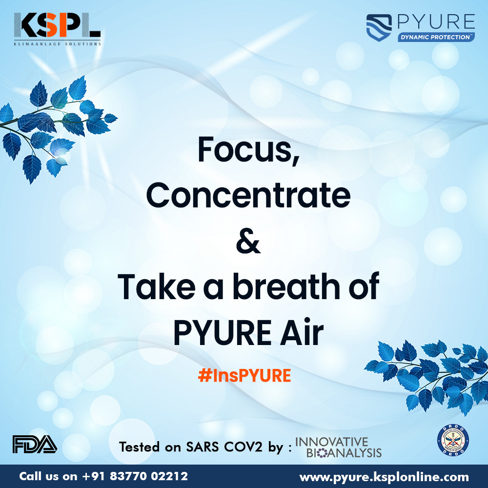 KsplOnline's tweet photo. Living in a clean environment and breathing PYURE air helps to elevate the mood and improve concentration levels. 

Adopt PYURE technology for better focus and healthy life ahead.

#breatheclean #cleansing #commercialairpurifier #PYUREair #solutionprovider #purityofsunlight https://t.co/A2YFwhiPSa