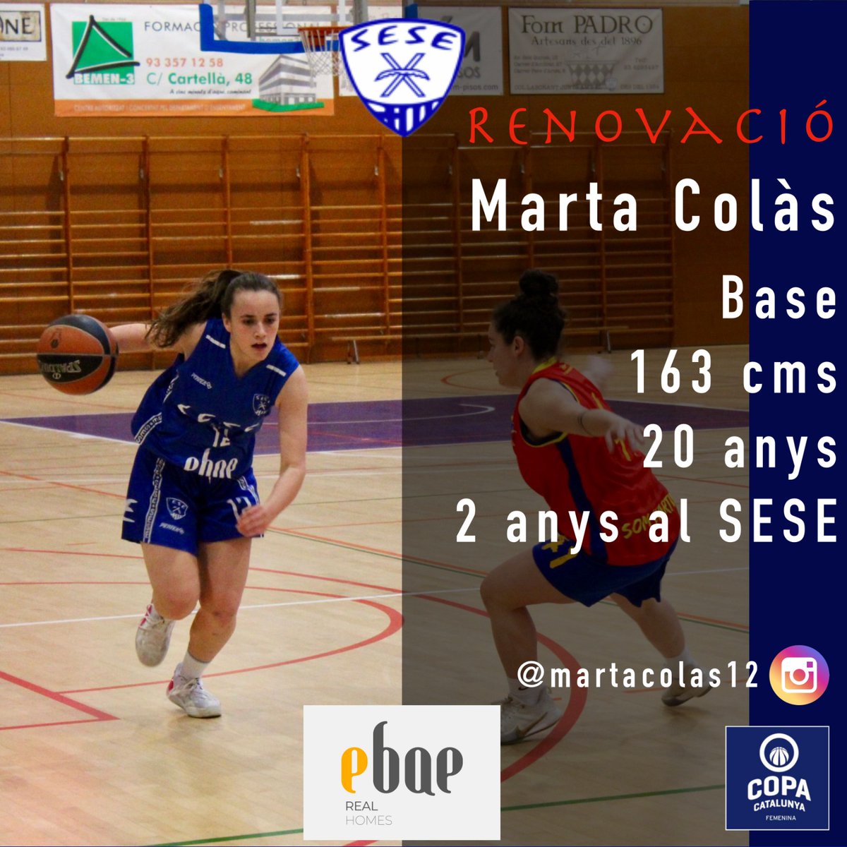 sese_basquet's tweet photo. 🚨 RENOVACIÓ 🚨
Marta Colàs renova per la temporada 2021-22 https://t.co/a8D81VSqiL