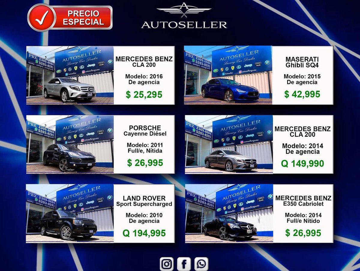 AUTOSELLER2's tweet photo. #OFERTAS para el mes de #Agosto2021
▶️#Financiamiento En Todos los Bancos
▶️#Visacuotas
▶️#Atención Personalizada
📲WhatsApp: 5203-8291
#Visítanos #20Calle 17-75 #zona10
#promocion #carros #autos #carrosenventaguatemala #enventa #vehiculos #autoseller #TraficoGT #seminuevo https://t.co/kfZraDFb02