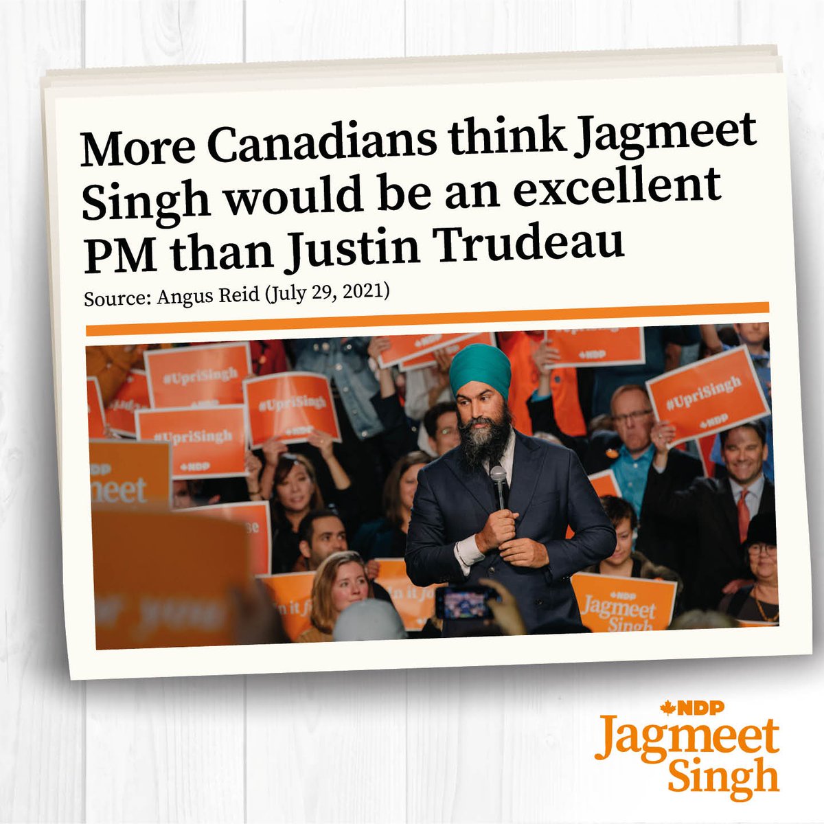 NDP's tweet image. People across Canada know that Jagmeet is fighting for them - not the rich and powerful.