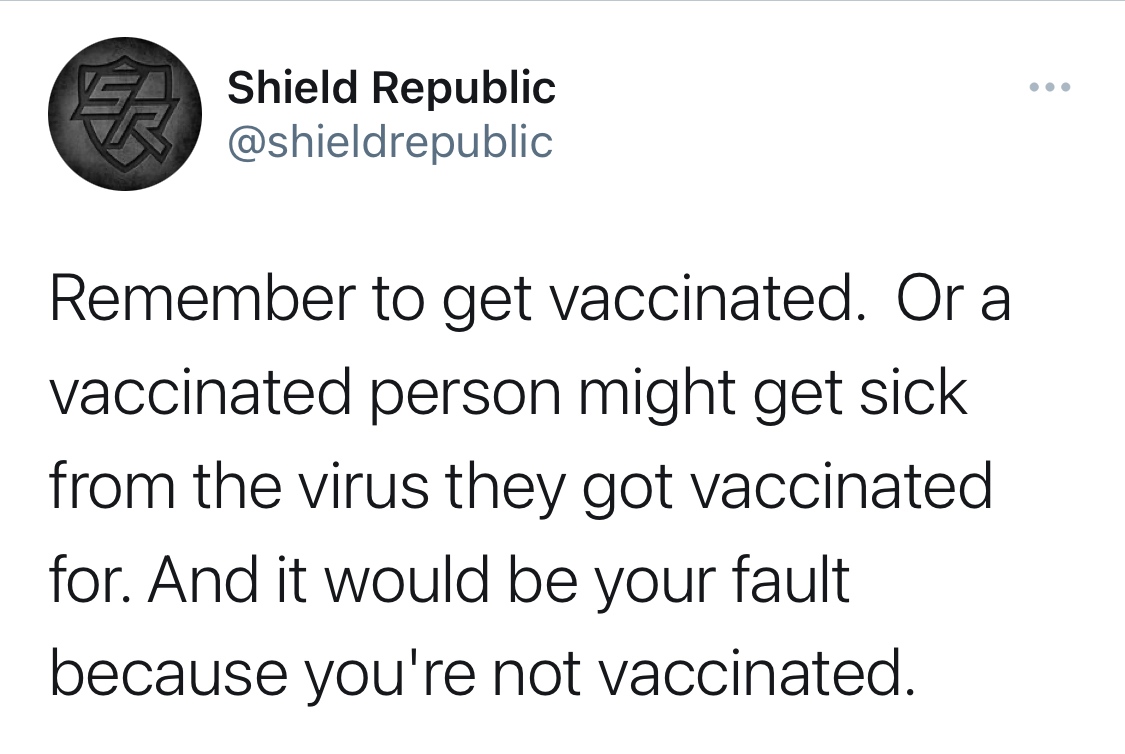 shieldrepublic's tweet photo. 🤔🤔🤔
.
.
.
#unmasked #unvaxxed #unafraid https://t.co/SO0ooCFPJR