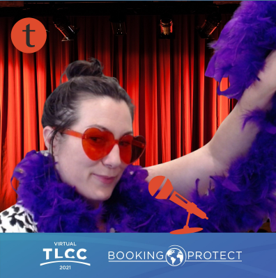 bk2ndstar's tweet photo. My mid-conference Tessiturians shot. And I won a prize in the post pic scratch-off! #tlcc2021 @booking_protect @WWLInc https://t.co/t6MSybc6IK