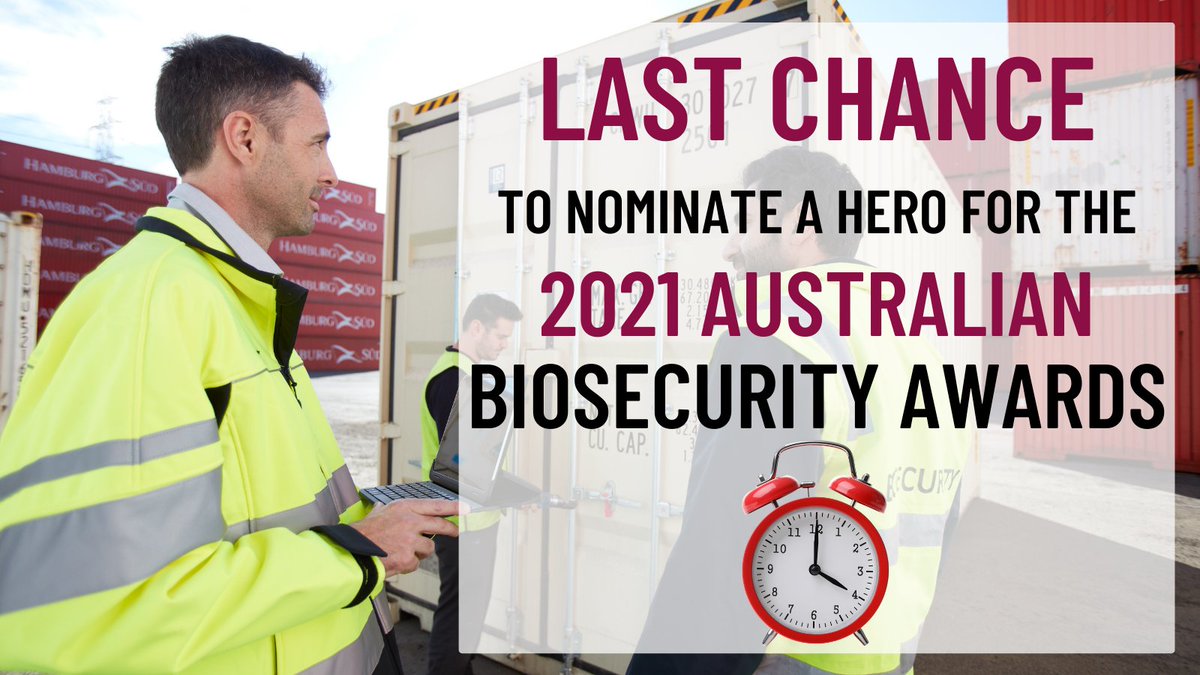 Nominate an Australian #biosecurity champion 🏆- nominations close 5pm Fri 6 August. Need inspiration? Visit our website to read stories about previous winners. Don't let your champions miss out! Nominate today: awe.gov.au/aba | #AusBioAwards #ausbiosecurity