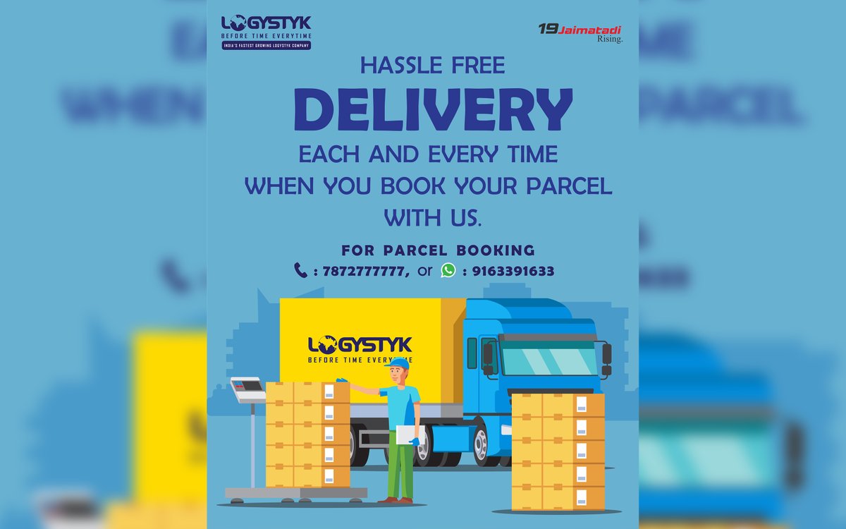 LOGYSTYK1's tweet photo. Choose #LOGYSTYK for Hassle Free #Delivery each and every time when you book your parcel with us. Book your parcel now call : 7872777777 or WhatsApp on : 9163391633. #Parcelbooking #fastdelivery #transport #logistics #logystyk #jaimataditransport #consignment https://t.co/It5nt0rAhr