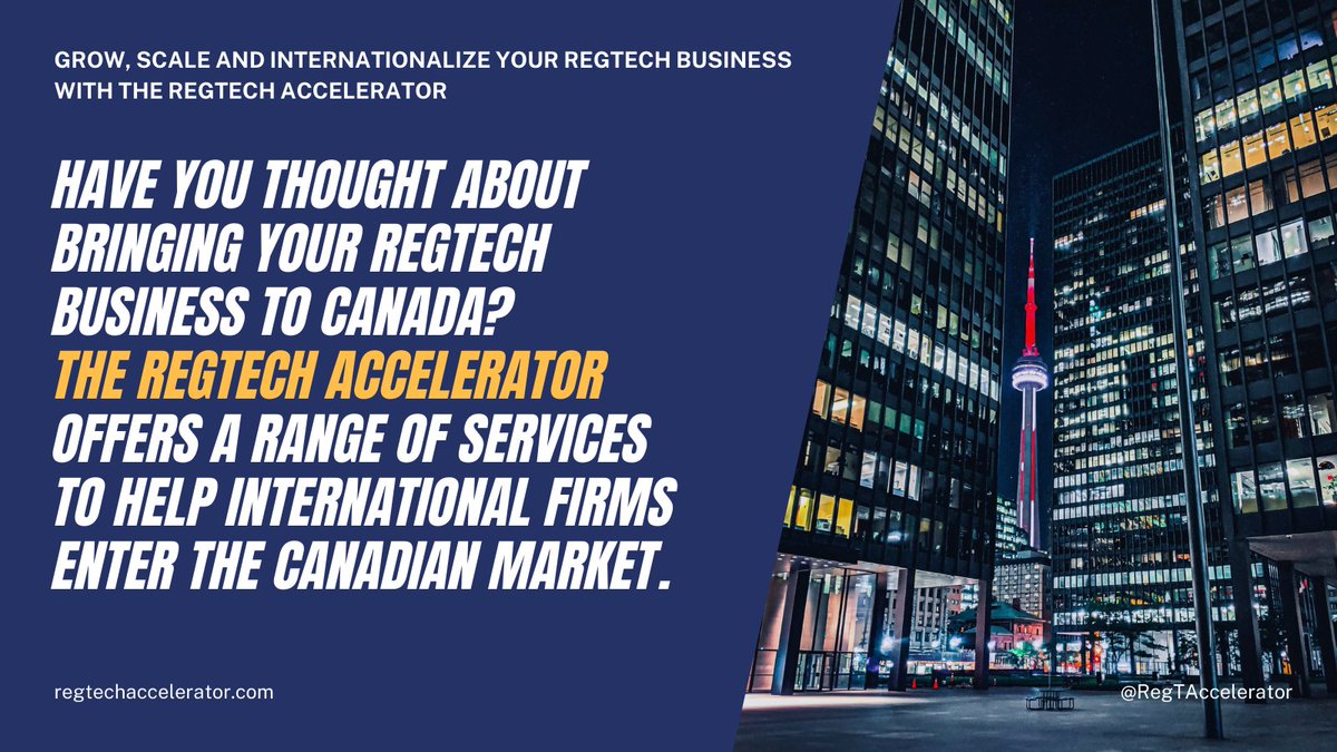 Technocelerator's tweet photo. Have you thought about bringing your #RegTech business to #Canada?
We offer a range of services to help international firms to enter the #Canadian market.
Grow, scale and internationalize your #RegTech Business with the #RegTechAccelerator
https://t.co/E0SpsE27jo https://t.co/A6T8lJWU25