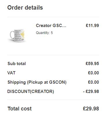 Mug 1: Morning Coffee
Mug 2: Midday Tea with the boys
Mug 3: Display Piece
Mug 4: Gift
Mug 5: Buying 4 would be weird

Limited edition mugs for #gscon looking snazzy tho!