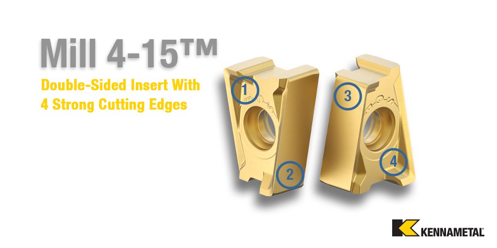 Kennametal's tweet photo. Keeping cycle ⏰ at a minimum is important to ⬆️ productivity. Mill 4-15 provides excellent step down capabilities to avoid extra tool passes. The double-sided insert with 4 strong cutting edges helps lower $.
https://t.co/9g1Vd93kzK
#milling #indexablemilling #shouldermilling https://t.co/Da0rsAFR1Z