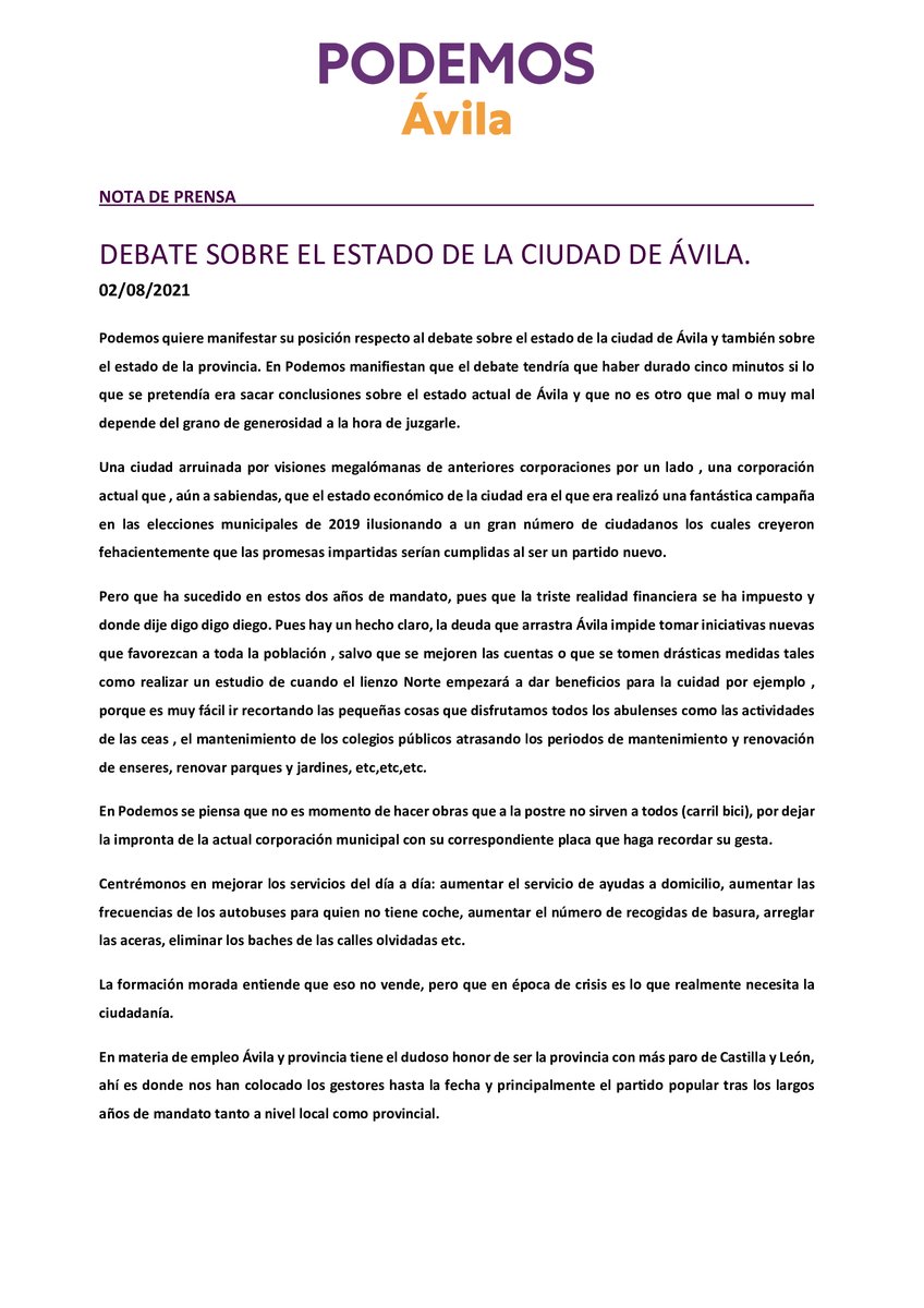 Podemos Ávila ciudad tweet media