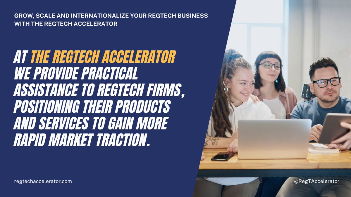 Technocelerator's tweet image. At the #RegTech #Accelerator we provide practical assistance to #RegTech firms, positioning their products and services to gain more rapid market traction.

Grow, scale and internationalize your #RegTech Business with the #RegTechAccelerator

regtechaccelerator.com