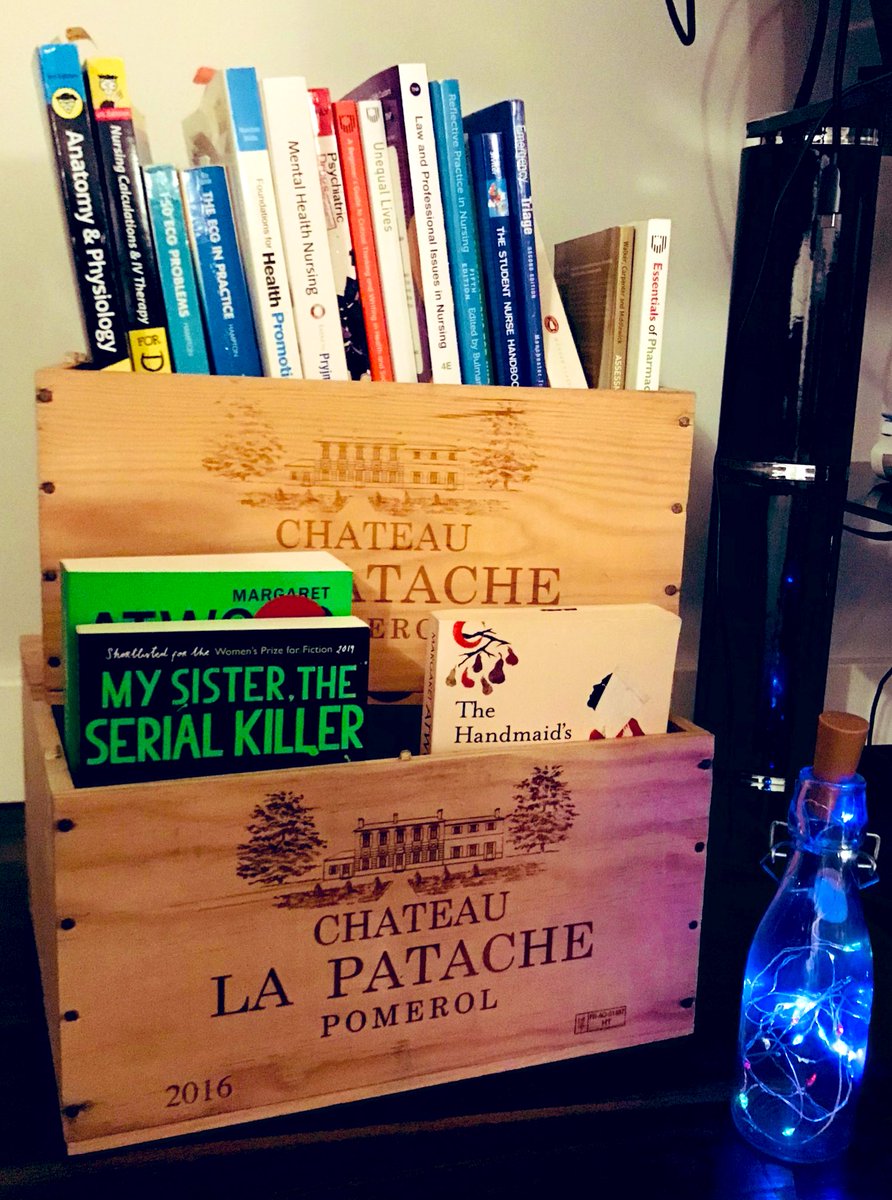 “Tell me your a nurse without telling me you’re a nurse” - My upcycled ‘bookshelf’ is basically just composed of healthcare related material🤓 📚 
.
.
#staffnurse #bookgeek #healthcare #DIY #newhome #freshstart