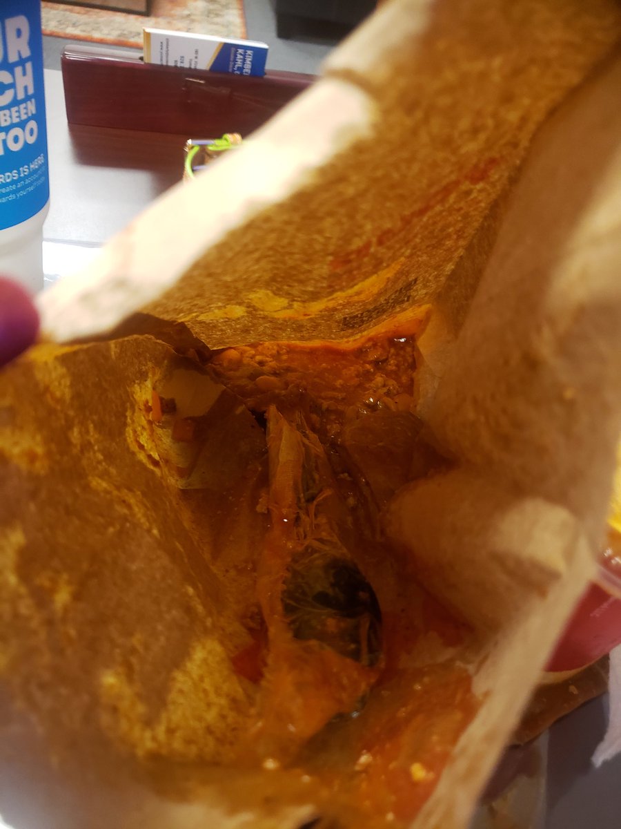 MMwtMouse's tweet photo. In case you were wondering, this is what happens when the @Wendys plastic lid doesn't fit right on the paper chili cup and the cup tips inside the upright bag. https://t.co/UZIoVbKsyZ