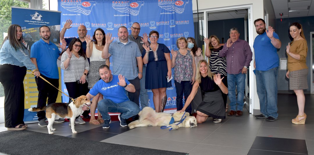Little Angels Service Dogs at Patriot Subaru North Attleboro! It was another opportunity for the Little Angels program to share the good word on the special abilities these dogs are trained to do. o learn more, please visit littleangelsservicedogs.org #LovePromise #ServiceDogs